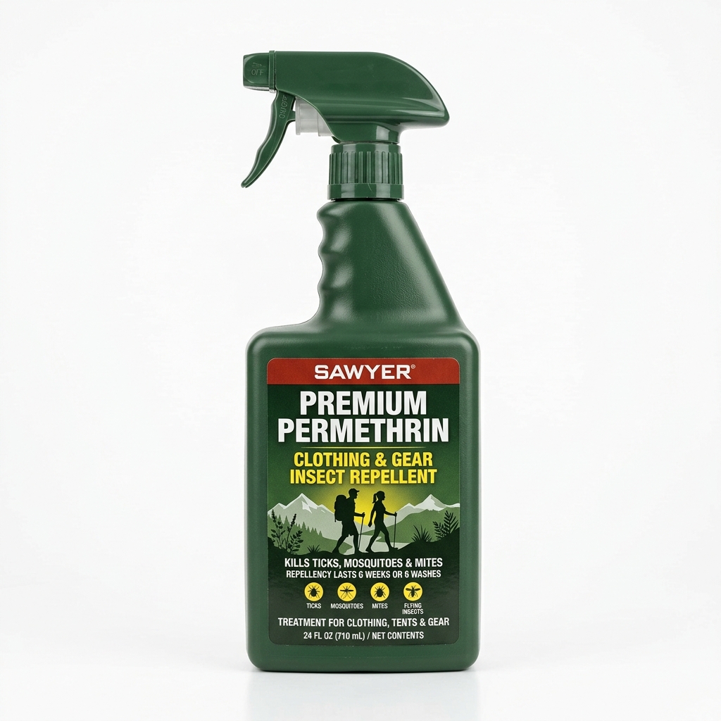 Permethrin fabric treatment for tick-repelling clothes and outdoor gear